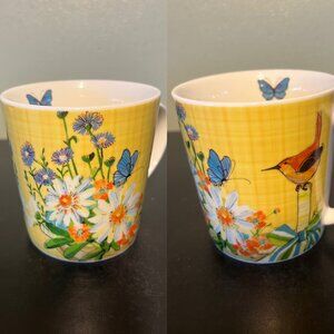 CHARLESTON GARDENS Bone China Floral Butterfly Mug w/ Art by Robbin Rawlings